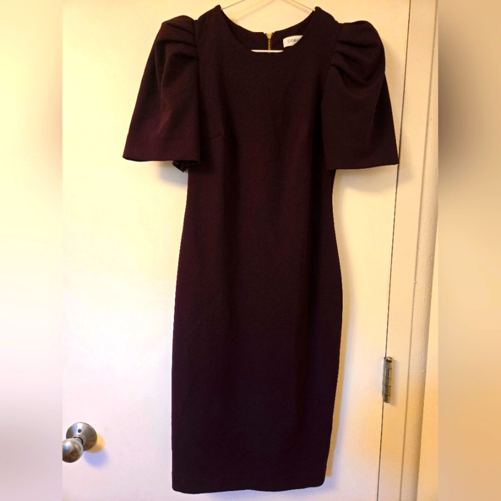 EUC Calvin Klein Dark‎ Purple Short Sleeve Dress